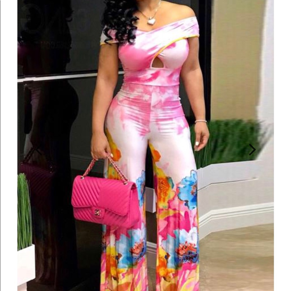 Off The Shoulder Print Jumpsuit